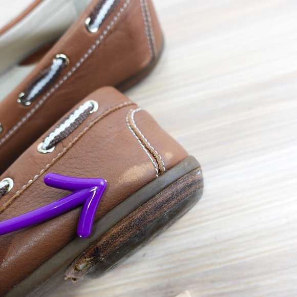 Leather Boat Loafers Womens‎ 7.5 D GEOX Respira Tan Deck Tie Moccasin Nautical - Picture 5 of 14